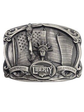 Statue Of Liberty Belt Buckle Vintage 1985 USA Patriotic Flame Of Freedom Vtg